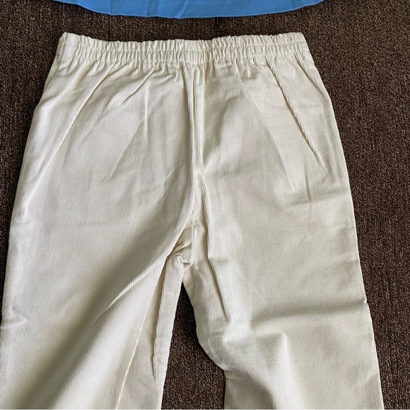 NWT Fantaisie Kids Smocked While Flower Cotton Top & White Pants - Picture 9 of 15